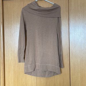 Tan sweater with cowl neck, small